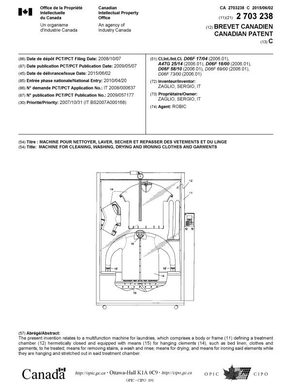 Document de brevet canadien 2703238. Page couverture 20150511. Image 1 de 1