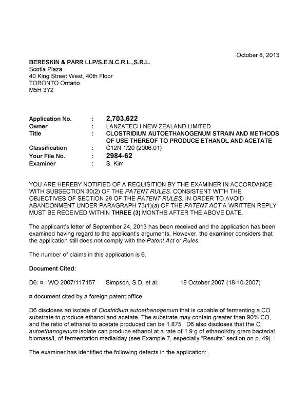 Document de brevet canadien 2703622. Poursuite-Amendment 20121208. Image 1 de 5