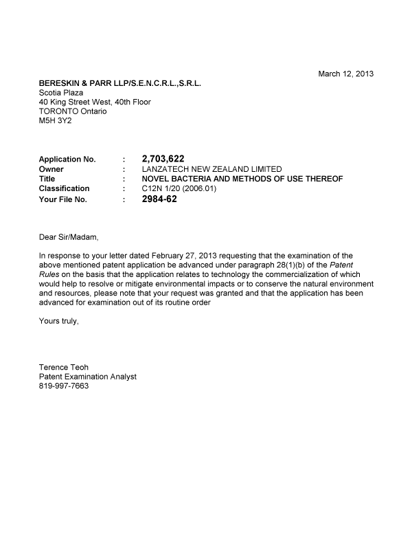 Canadian Patent Document 2703622. Prosecution-Amendment 20121212. Image 1 of 1