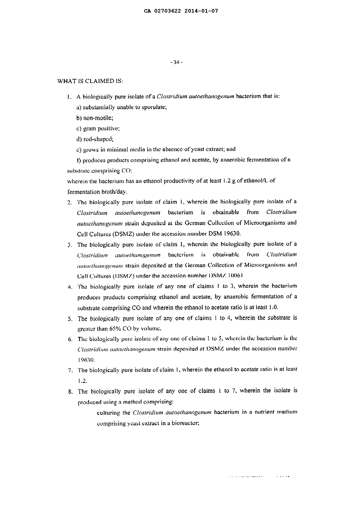Document de brevet canadien 2703622. Revendications 20140107. Image 1 de 3