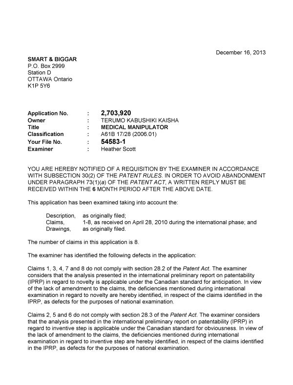 Canadian Patent Document 2703920. Prosecution-Amendment 20121216. Image 1 of 2