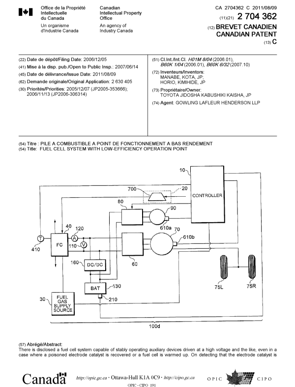 Canadian Patent Document 2704362. Cover Page 20101212. Image 1 of 2
