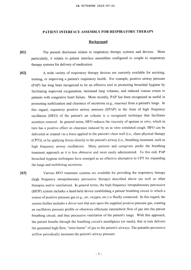 Document de brevet canadien 2706090. Description 20150721. Image 1 de 27
