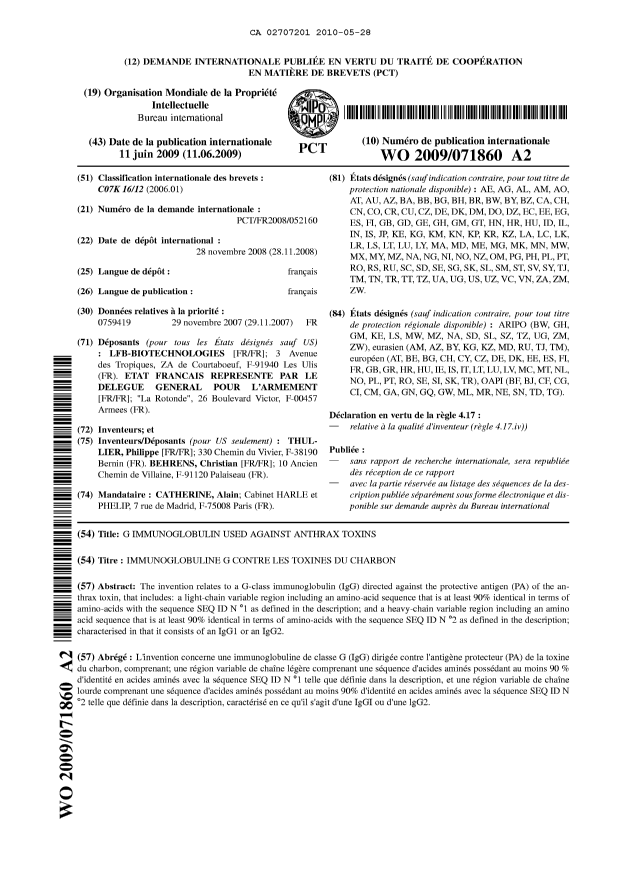 Document de brevet canadien 2707201. Abrégé 20100528. Image 1 de 1