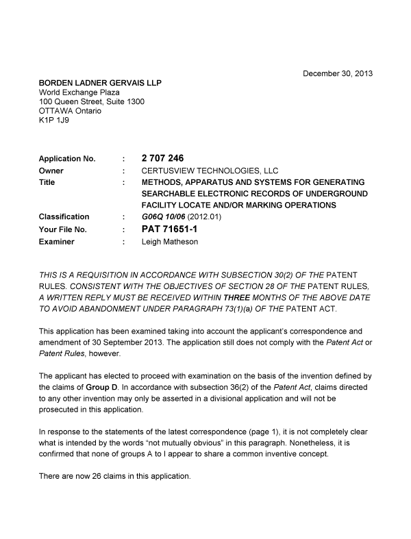 Document de brevet canadien 2707246. Poursuite-Amendment 20131230. Image 1 de 8