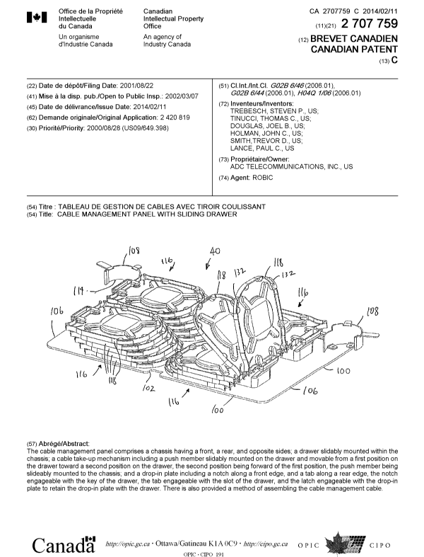 Canadian Patent Document 2707759. Cover Page 20140116. Image 1 of 1