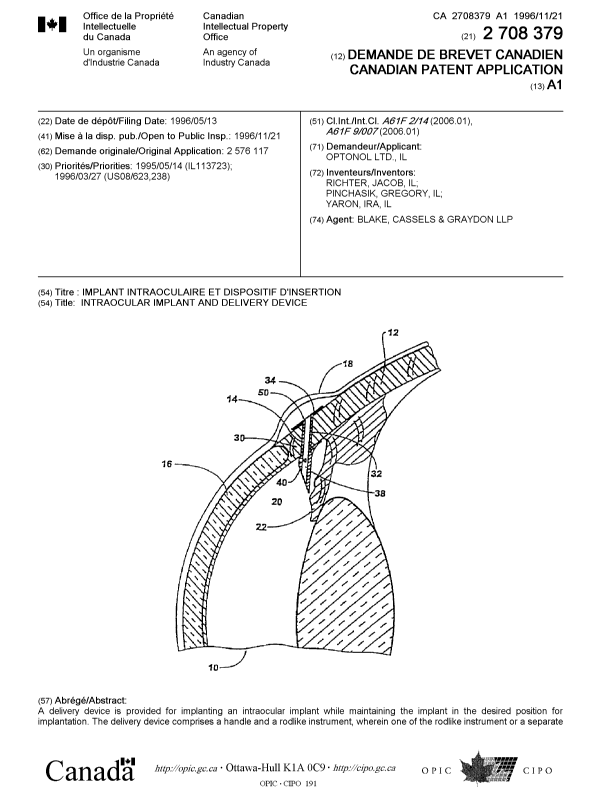 Document de brevet canadien 2708379. Page couverture 20100826. Image 1 de 2