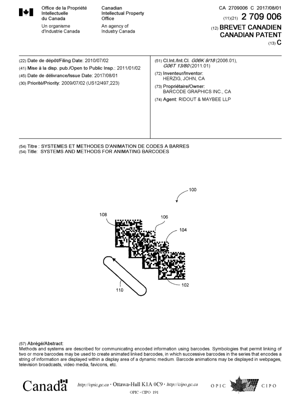 Document de brevet canadien 2709006. Page couverture 20170704. Image 1 de 1