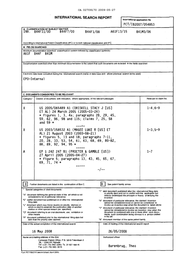 Document de brevet canadien 2709170. PCT 20090527. Image 1 de 3