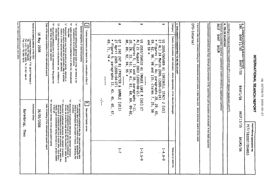 Canadian Patent Document 2709170. PCT 20090527. Image 1 of 3