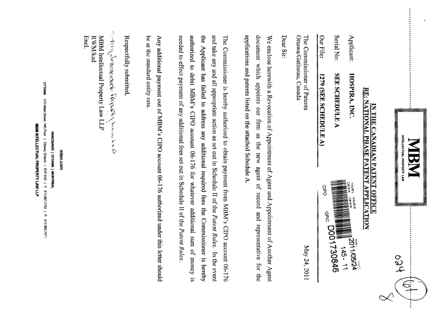 Canadian Patent Document 2709184. Correspondence 20110524. Image 1 of 5