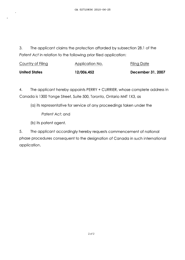 Canadian Patent Document 2710836. Assignment 20100625. Image 4 of 4