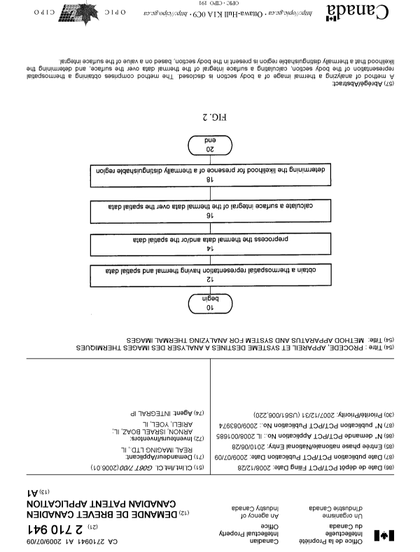 Canadian Patent Document 2710941. Cover Page 20100929. Image 1 of 1