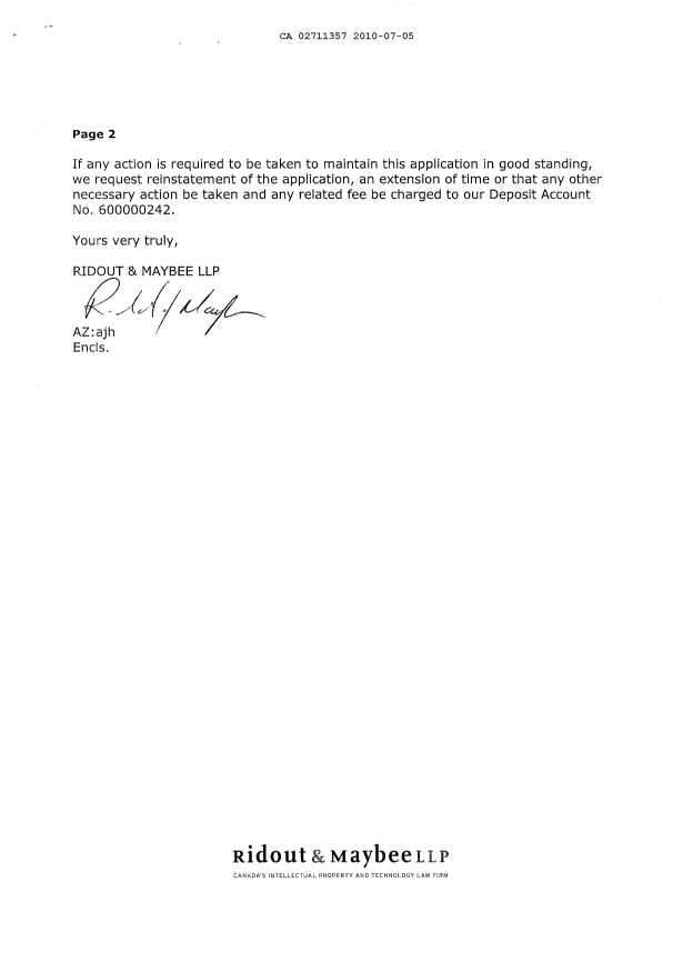 Document de brevet canadien 2711357. Cession 20100705. Image 2 de 4