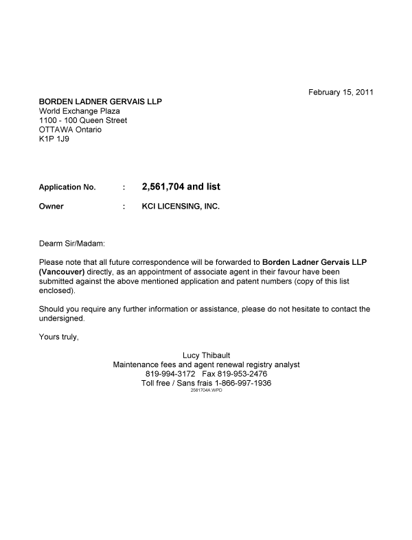 Canadian Patent Document 2711493. Correspondence 20101215. Image 1 of 1