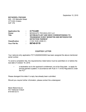 Canadian Patent Document 2712445. Correspondence 20091215. Image 1 of 1
