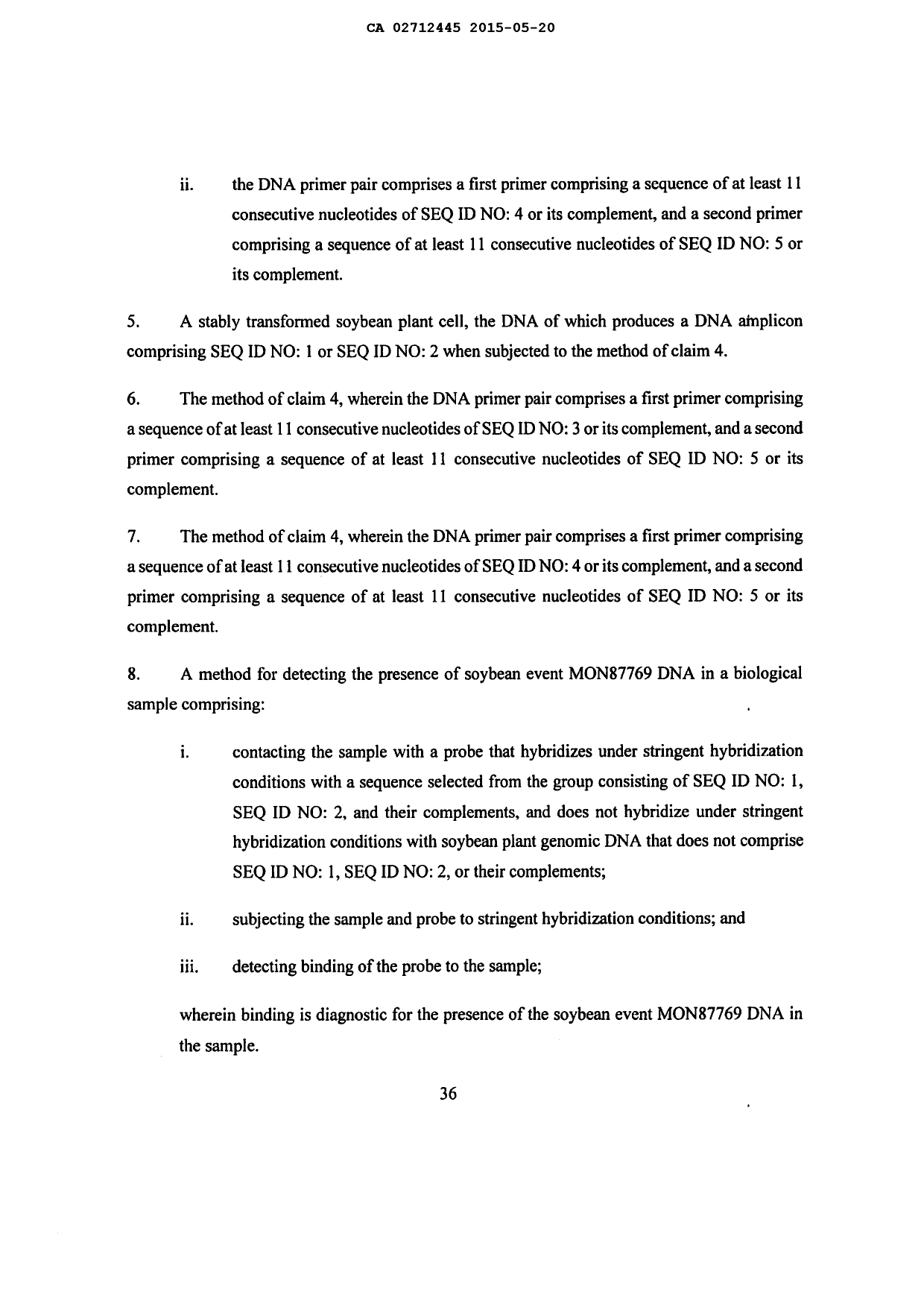 Document de brevet canadien 2712445. Revendications 20141220. Image 2 de 7