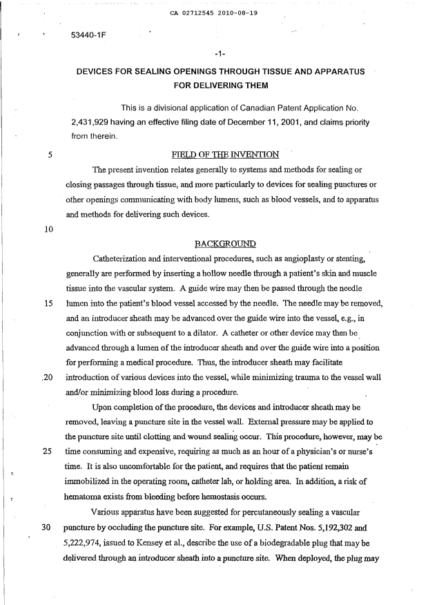 Document de brevet canadien 2712545. Description 20131211. Image 1 de 45