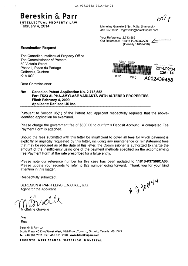 Canadian Patent Document 2713582. Prosecution-Amendment 20131204. Image 1 of 1