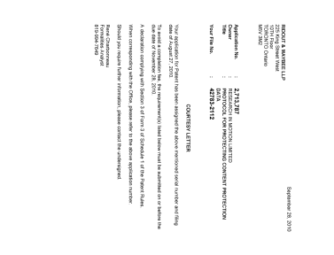 Document de brevet canadien 2713787. Correspondance 20091223. Image 1 de 1