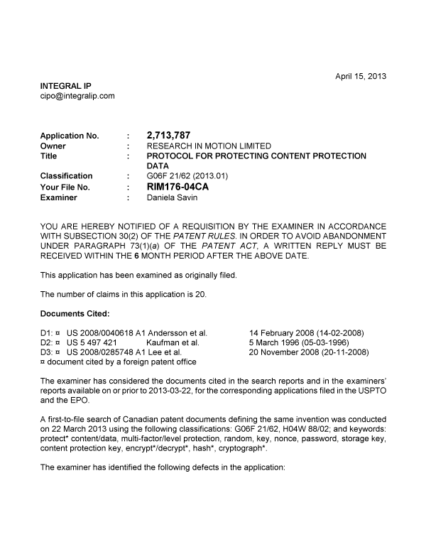 Canadian Patent Document 2713787. Prosecution-Amendment 20121215. Image 1 of 3