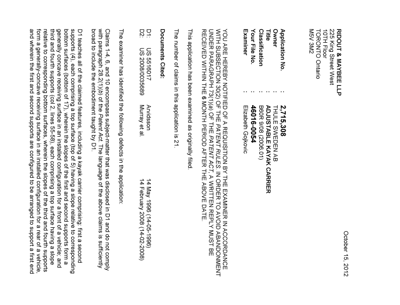 Canadian Patent Document 2715308. Prosecution-Amendment 20121015. Image 1 of 3