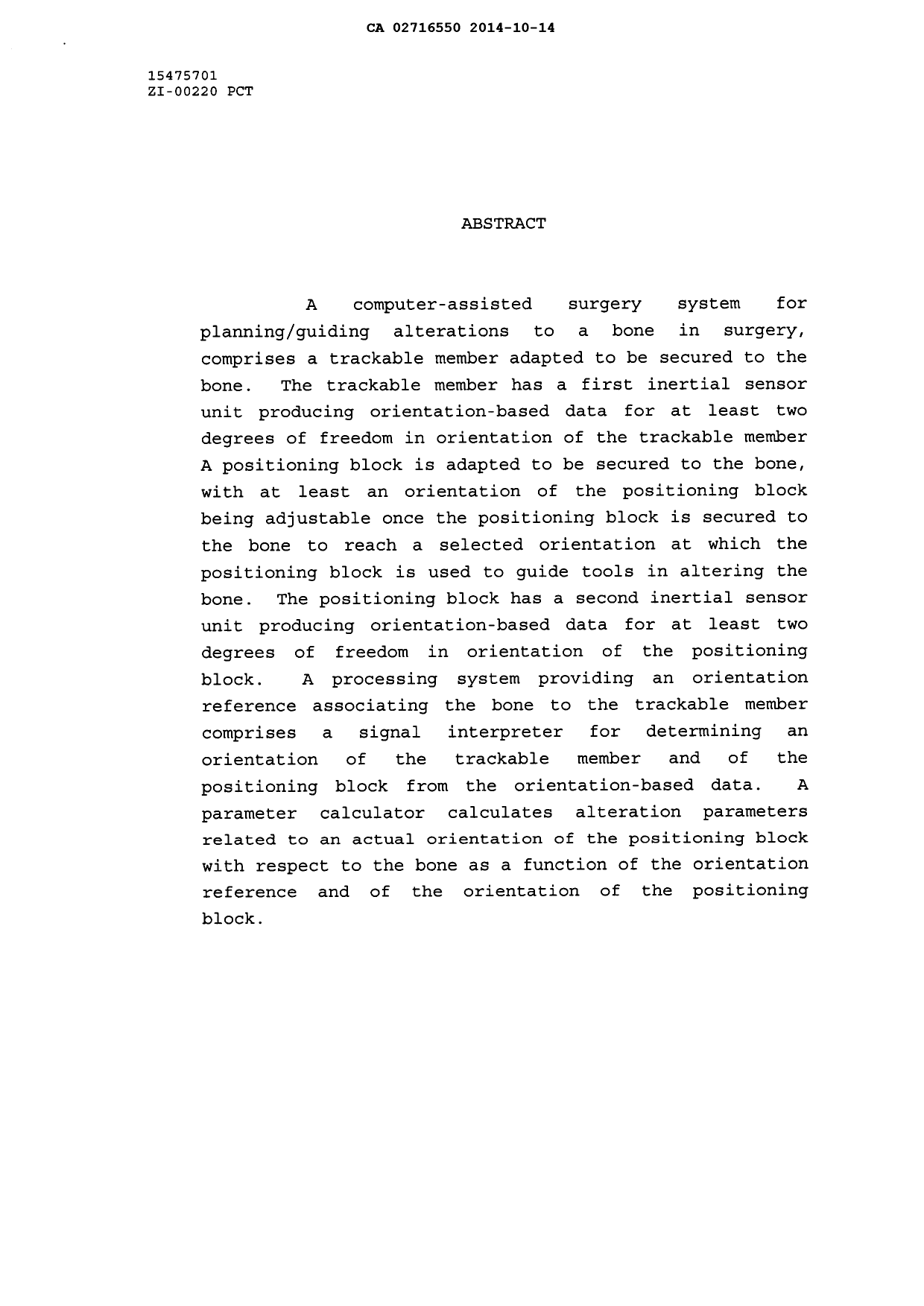 Document de brevet canadien 2716550. Abrégé 20131214. Image 1 de 1