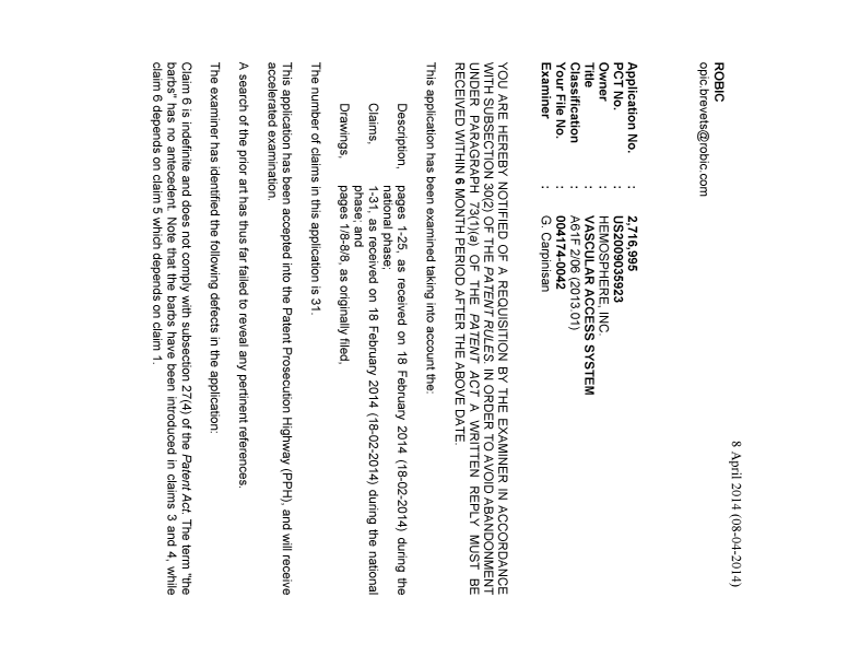 Canadian Patent Document 2716995. Prosecution-Amendment 20131208. Image 1 of 2