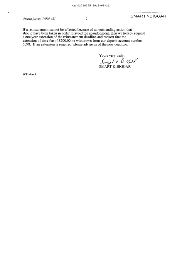 Canadian Patent Document 2718295. Correspondence 20130321. Image 2 of 2