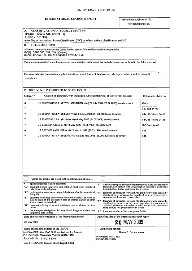 Document de brevet canadien 2718521. PCT 20100915. Image 1 de 10