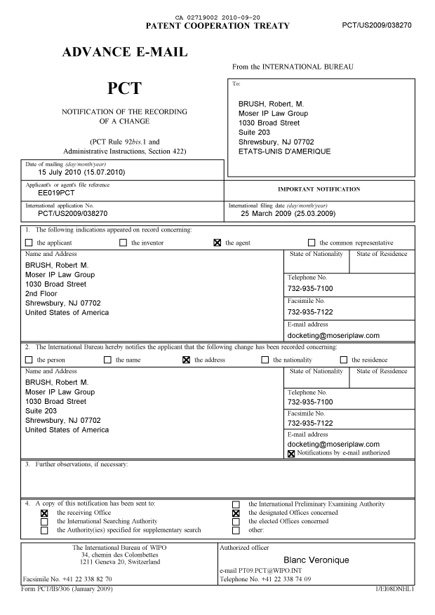 Document de brevet canadien 2719002. PCT 20091220. Image 1 de 9