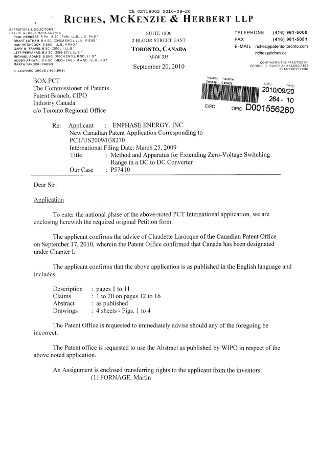 Document de brevet canadien 2719002. Cession 20091220. Image 1 de 9