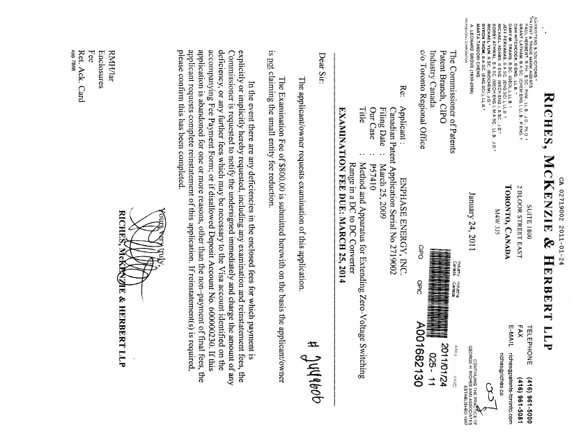 Canadian Patent Document 2719002. Prosecution-Amendment 20101224. Image 1 of 1