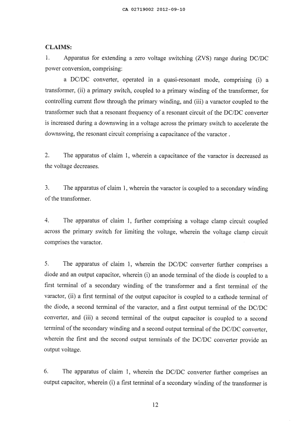 Document de brevet canadien 2719002. Revendications 20111210. Image 1 de 4