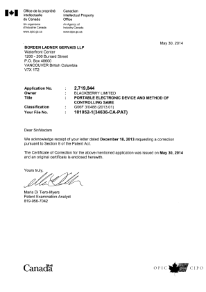 Canadian Patent Document 2719844. Prosecution-Amendment 20140530. Image 1 of 2
