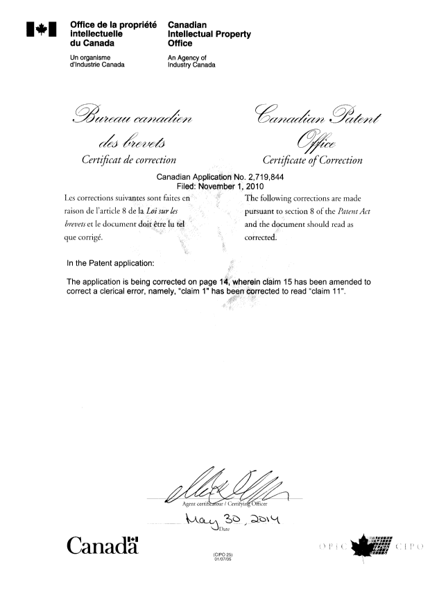 Canadian Patent Document 2719844. Prosecution-Amendment 20140530. Image 2 of 2