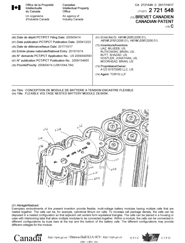 Document de brevet canadien 2721548. Page couverture 20170914. Image 1 de 1