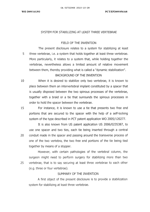 Canadian Patent Document 2722966. Description 20101028. Image 1 of 19