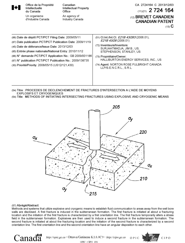 Canadian Patent Document 2724164. Cover Page 20131031. Image 1 of 1