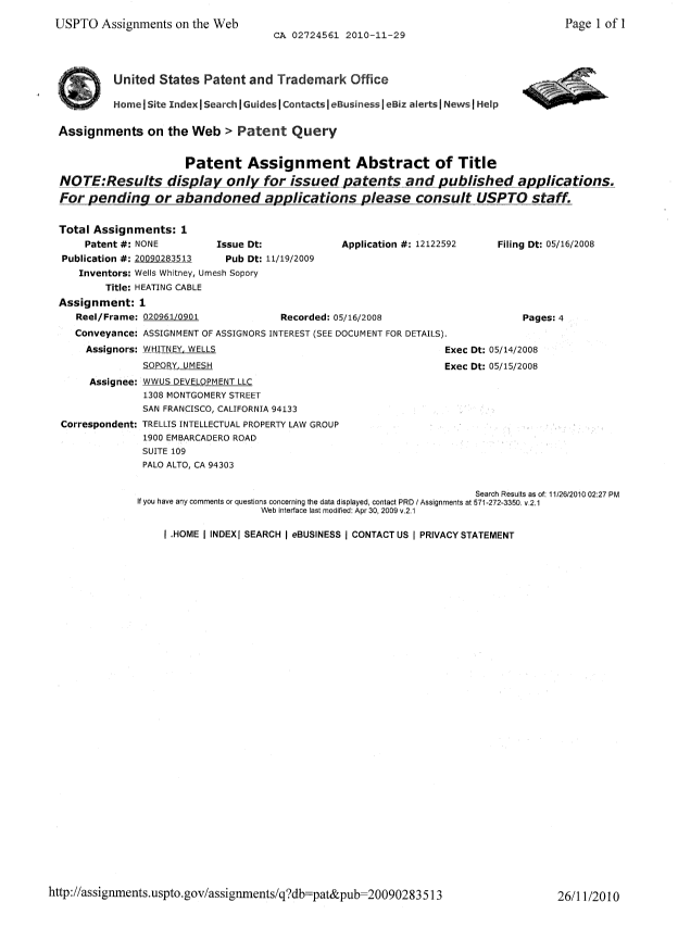 Document de brevet canadien 2724561. Cession 20091229. Image 6 de 6