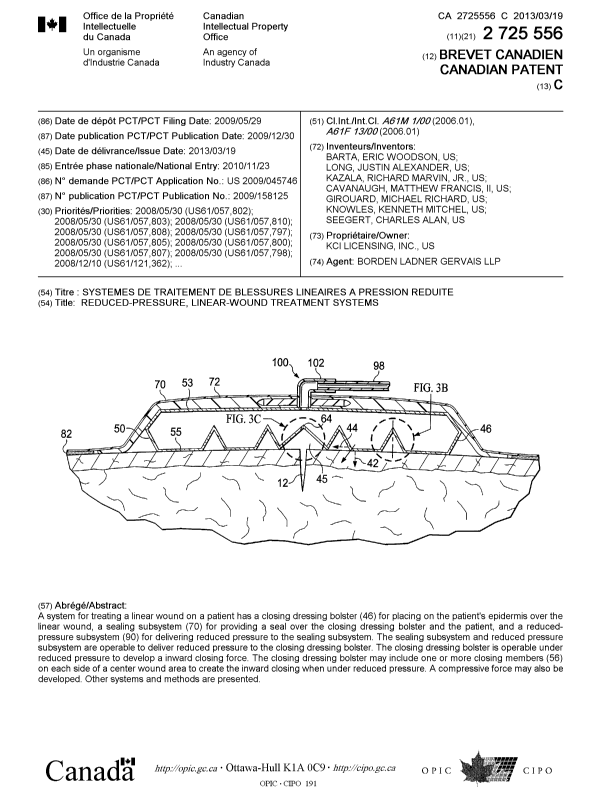 Canadian Patent Document 2725556. Cover Page 20121220. Image 1 of 2