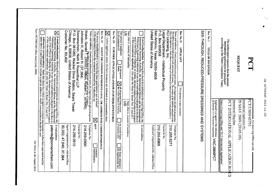 Document de brevet canadien 2725945. PCT 20101125. Image 1 de 16
