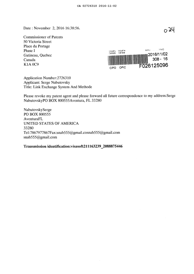 Canadian Patent Document 2726310. Correspondence 20151202. Image 1 of 1