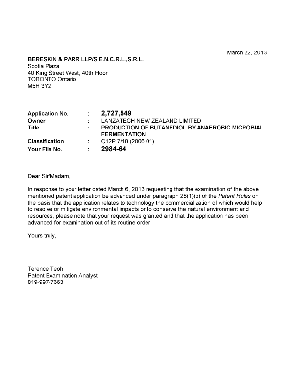 Canadian Patent Document 2727549. Prosecution-Amendment 20121222. Image 1 of 1