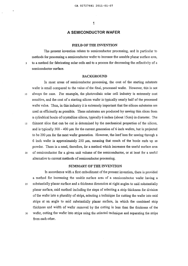 Canadian Patent Document 2727641. Description 20101207. Image 1 of 23