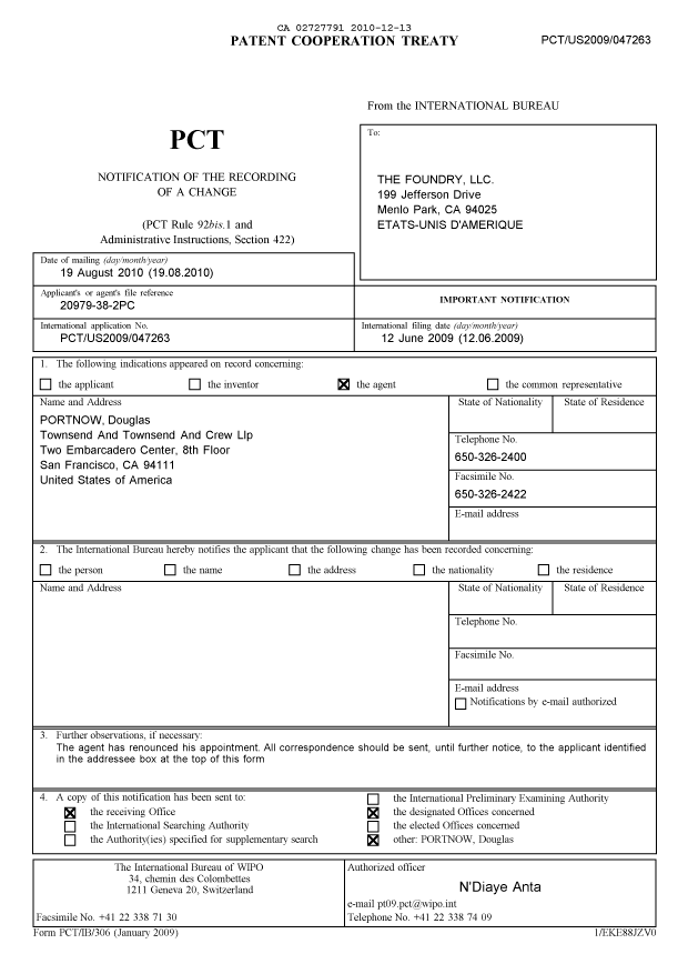 Document de brevet canadien 2727791. PCT 20101213. Image 1 de 24
