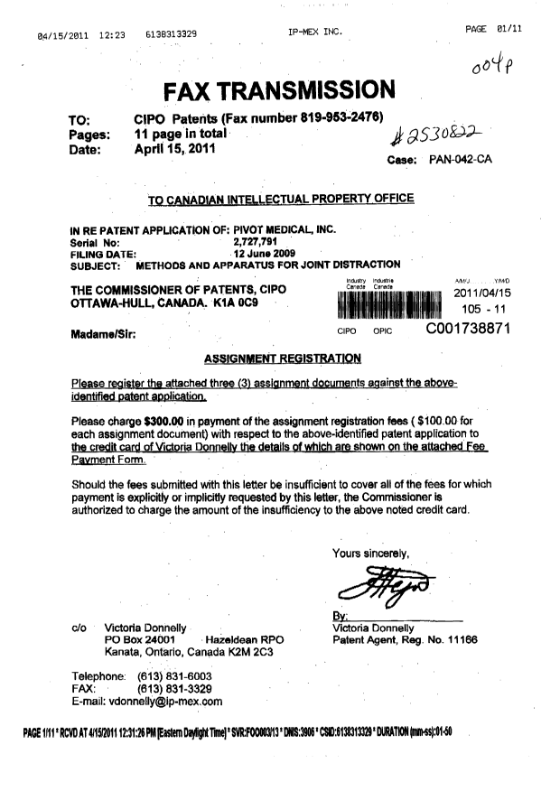 Document de brevet canadien 2727791. Cession 20110415. Image 1 de 10