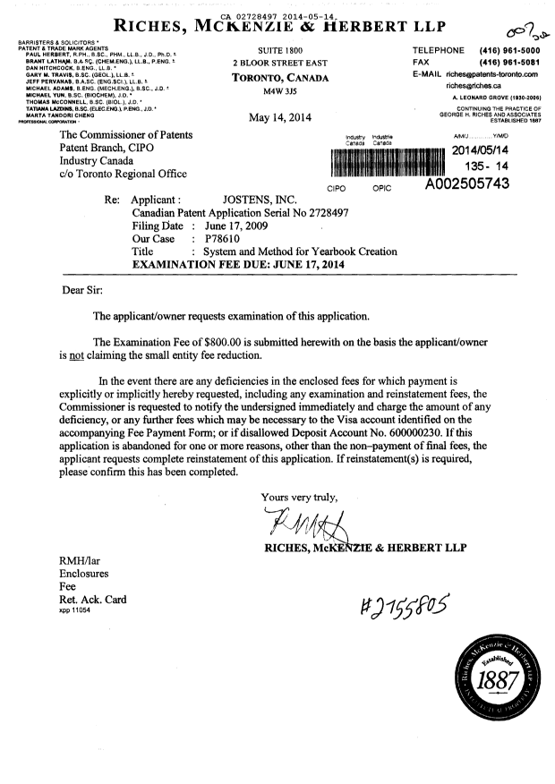 Canadian Patent Document 2728497. Prosecution-Amendment 20131214. Image 1 of 1