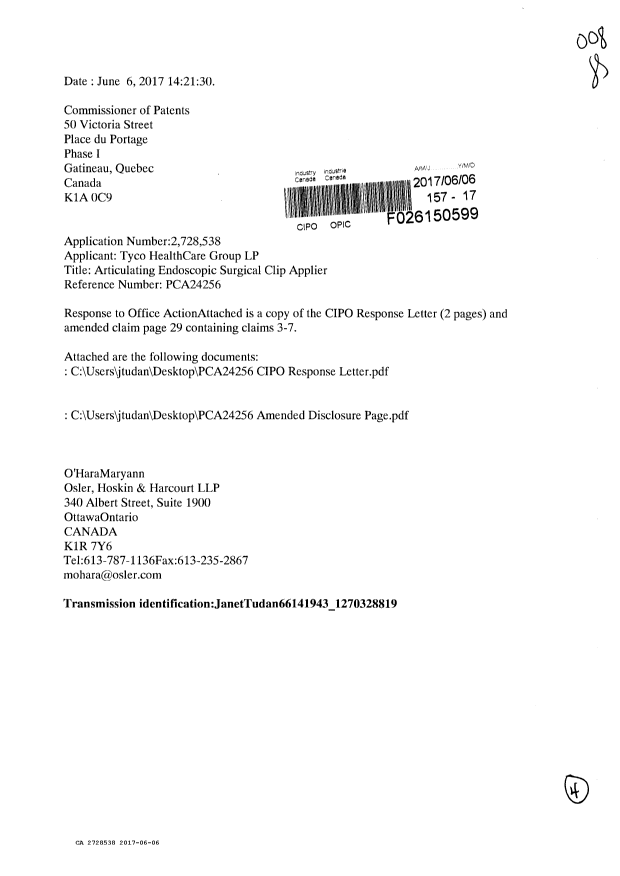 Canadian Patent Document 2728538. Prosecution-Amendment 20161206. Image 1 of 4