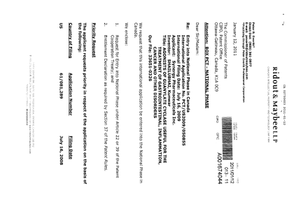 Document de brevet canadien 2730603. Cession 20101212. Image 1 de 5